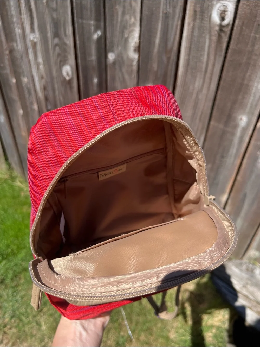 Multisac small orange canvas backpack purse